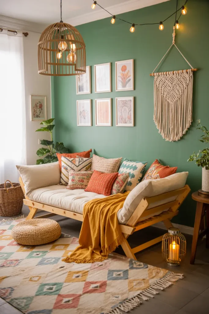 6. Green Boho Daybed Nook