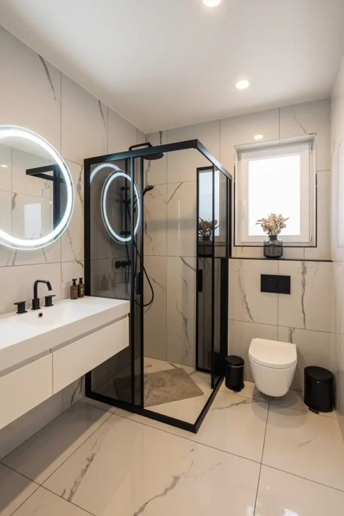 20 Dream Bathroom Designs to Refresh Your Interior 11 6. LED Glow Marble Elegance