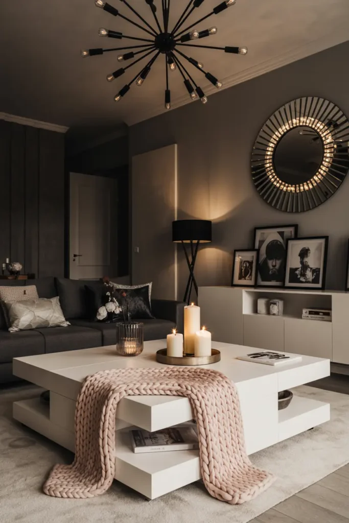 6. Modern Glam Candlelit Lounge