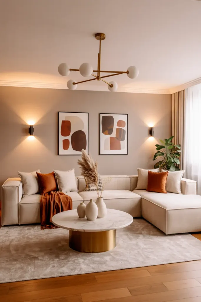 7. Elegant Beige Sectional Lounge