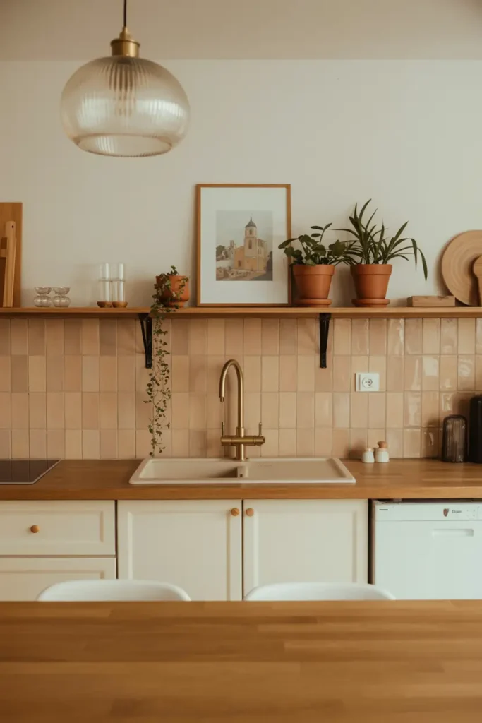 7. Warm Beige Kitchen Sink Area