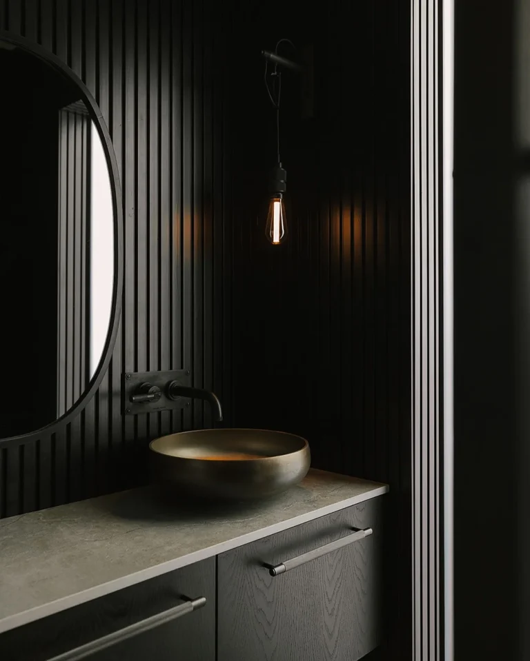 Matte Black Minimalist Powder Room