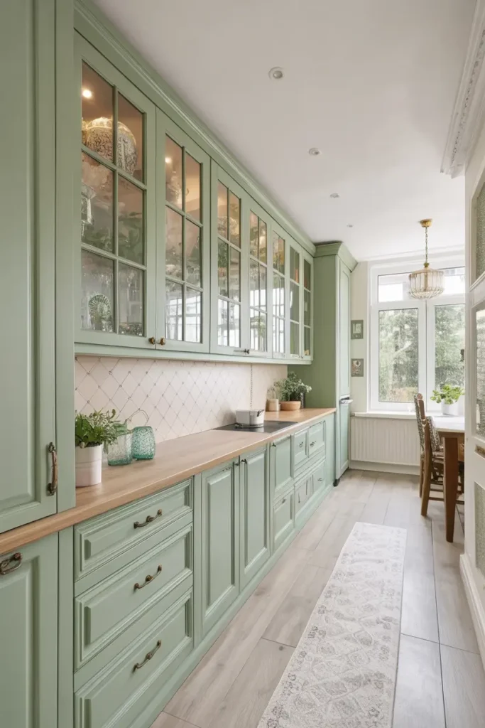 8. Elegant Sage Green Kitchen
