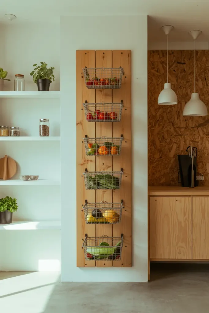 8. Wall Mounted Vegetable Basket Storage
