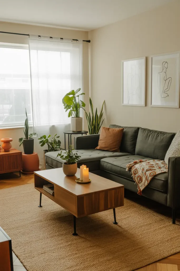 20 Stylish Living Room Ideas for Cozy & Modern Homes 17 9. Gray Sofa Plant Haven