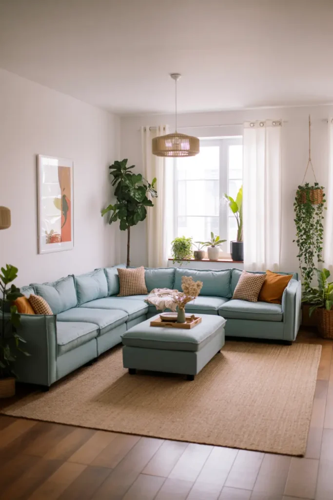 9. Light Blue Sectional Haven
