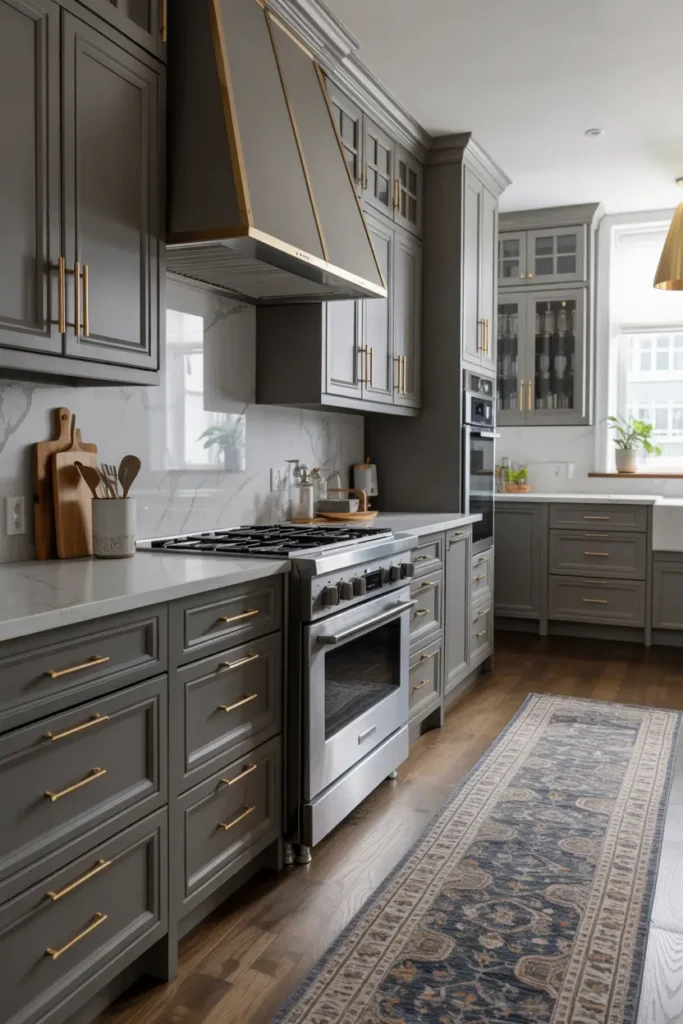 9. Luxurious Gray Kitchen Layout