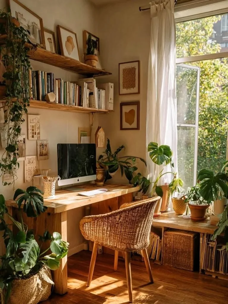 Boho Chic Feminine Home Office Setup