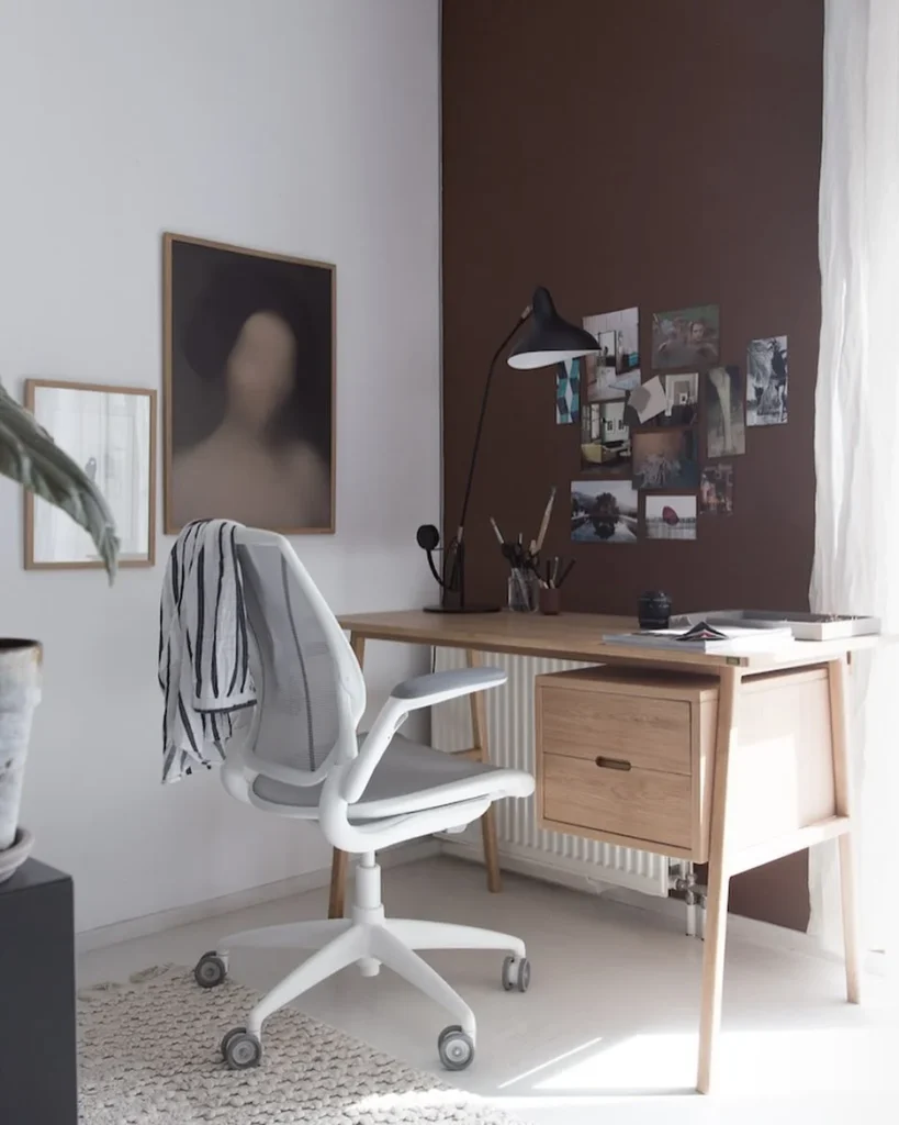 Bright Scandinavian Home Office with Wooden Desk