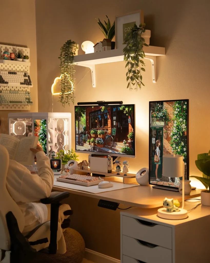 Elegant White Minimalist Home Office Space