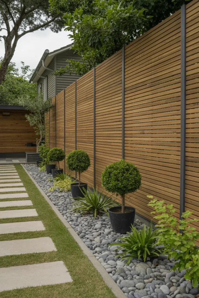 1. Modern Wooden Fence Garden Design