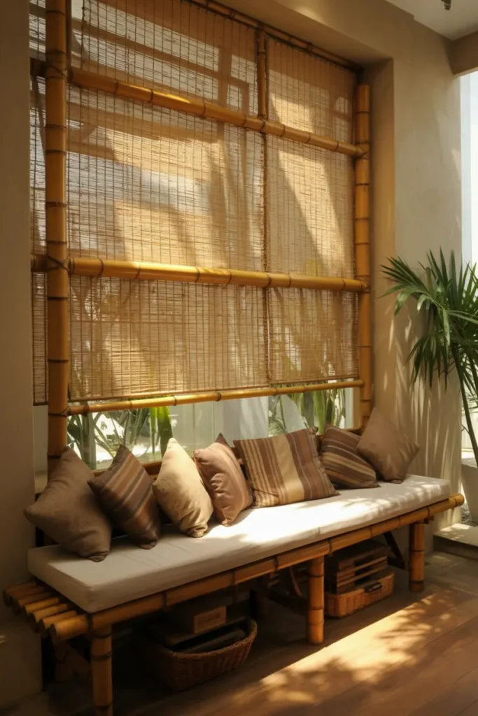 15. Bamboo Bench Window Nook Retreat