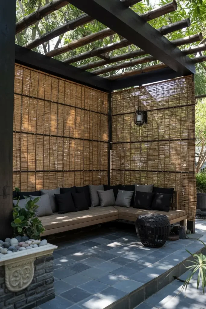 16. Bamboo Pergola Cozy Corner Lounge