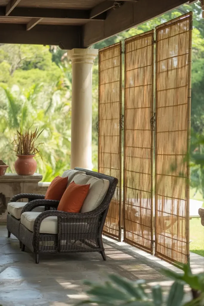 17. Bamboo Screen Shaded Patio Sofa