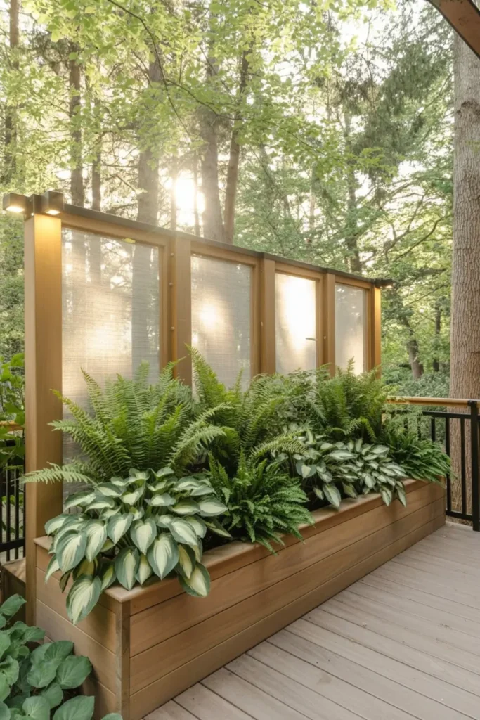 6. Woodland Deck Frosted Privacy Planter