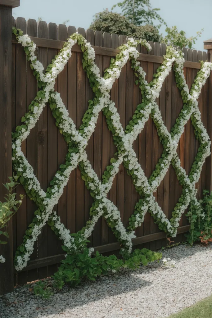 10. White Flower Lattice Fence