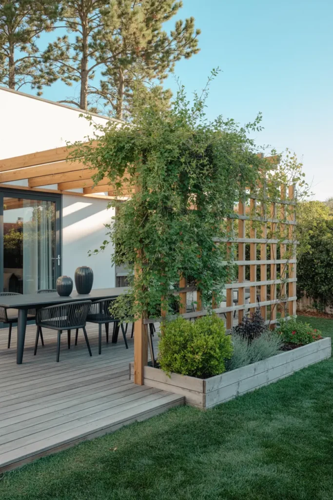 11. Vine Covered Wooden Pergola Patio