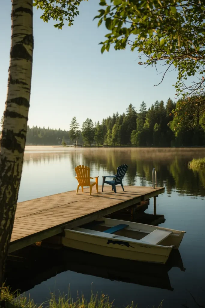12. Serene Morning Lakeside Chairs