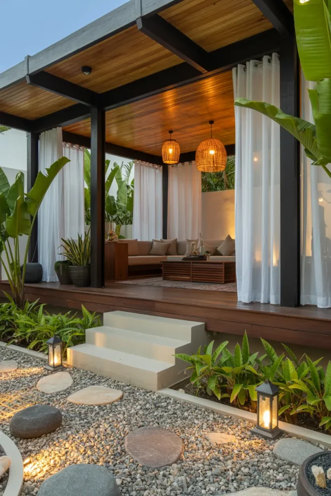 13. Tropical Evening Pergola Retreat