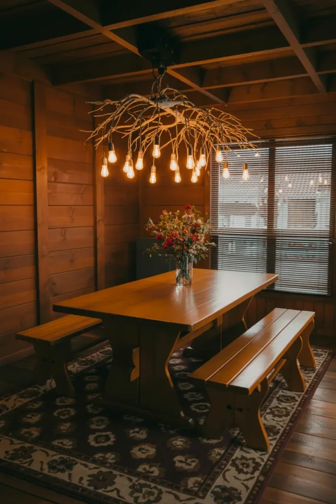 14. Rustic Branch Chandelier Dining