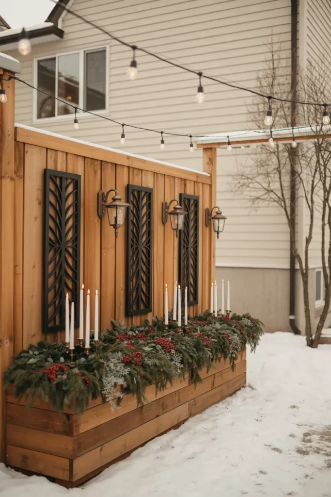 15. Winter Candlelit Patio Decor