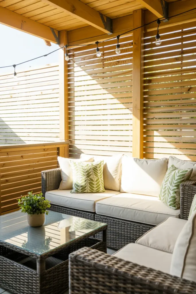 16. Cozy Outdoor Lounge Pergola