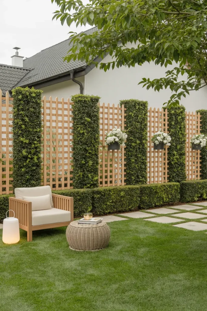 17. Cozy Hedged Trellis Lounge