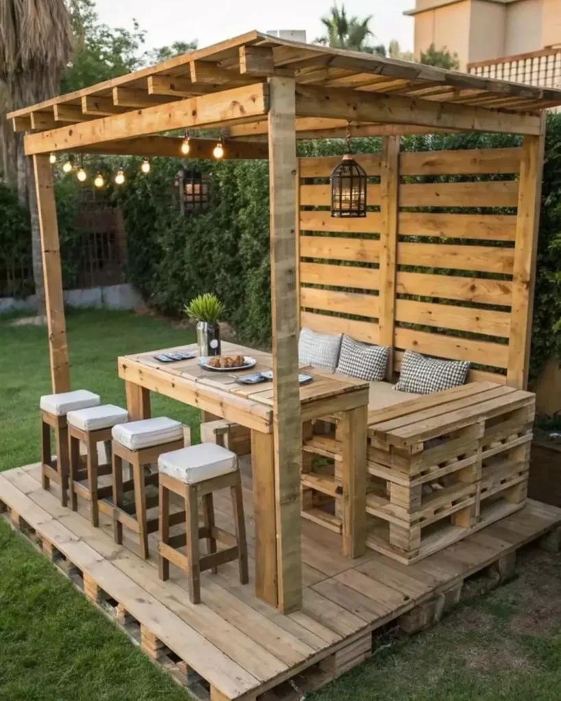 Cozy Wooden Pergola Lounge