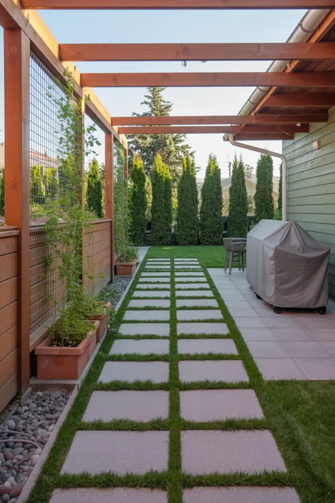 2. Modern Backyard Pergola Pathway
