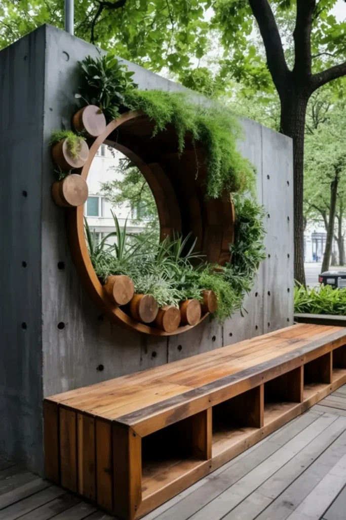 20. Modern Circular Green Wall Bench