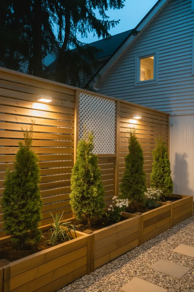 21. Illuminated Wooden Privacy Fence