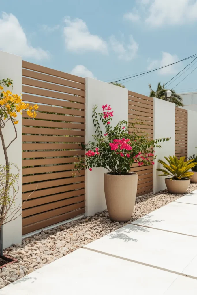 22. Modern Slatted Privacy Wall
