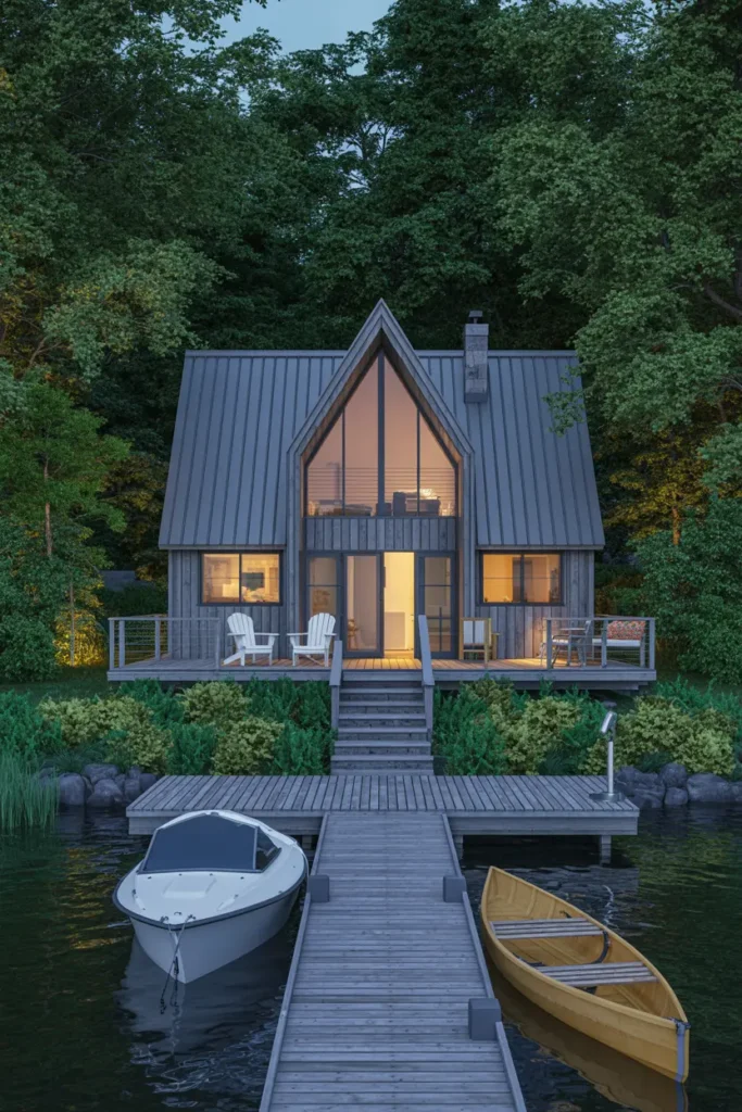 3. Cozy Lakeside Cabin Twilight