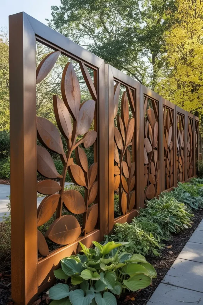5. Elegant Leaf Metal Privacy Screen