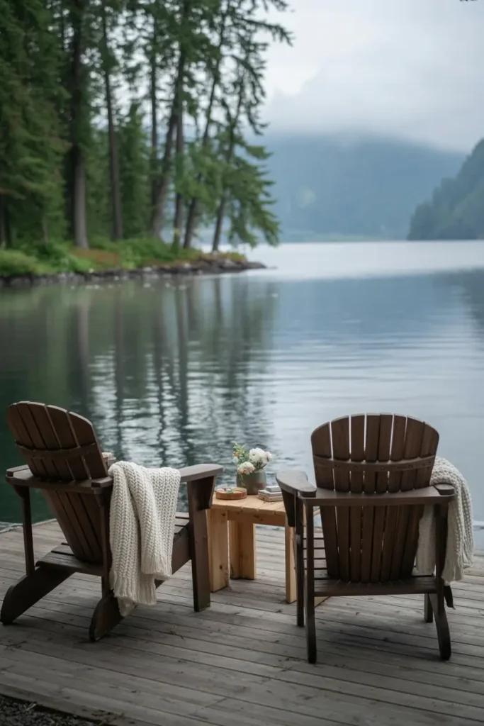 6. Tranquil Lakeside Adirondack Chairs 1