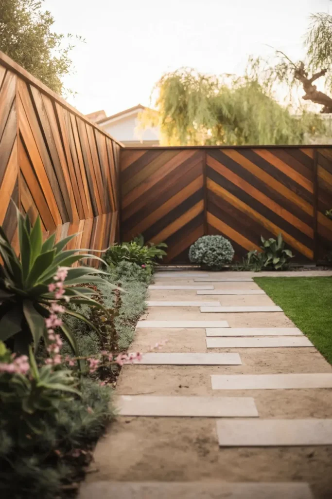 7. Chevron Wooden Fence Pathway