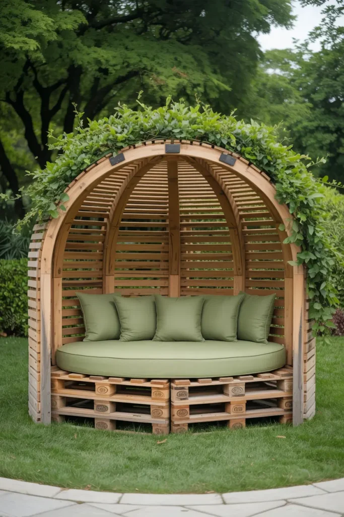 8. Cozy Pallet Dome Daybed Retreat