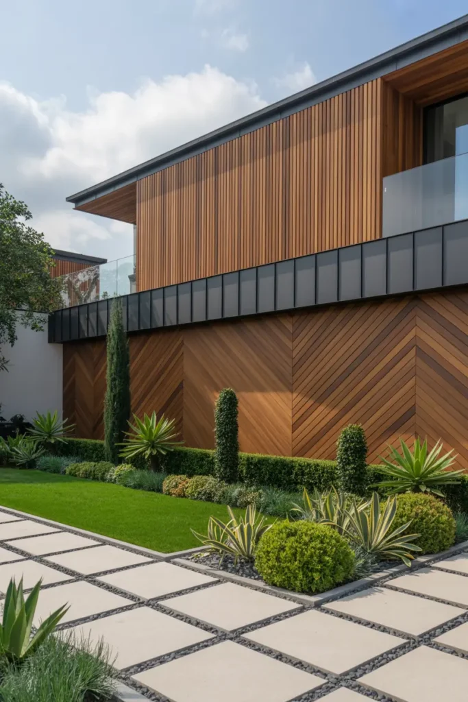 8. Modern Chevron Wood Facade
