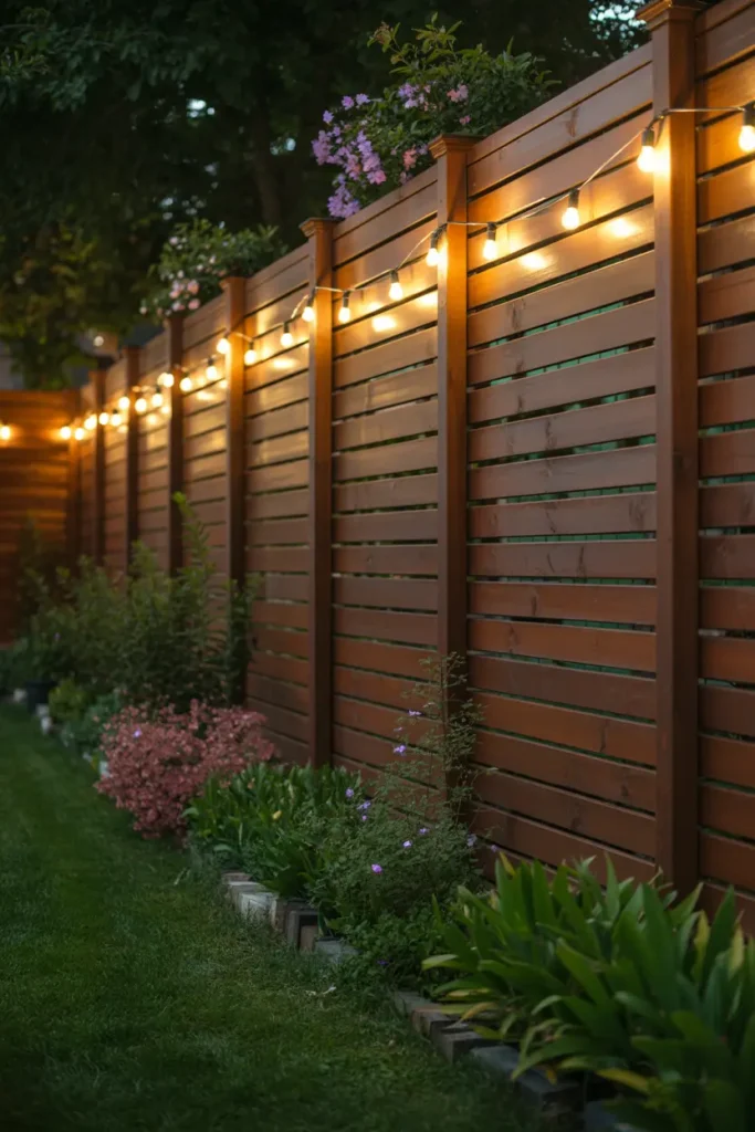 9. Illuminated Wooden Garden Fence
