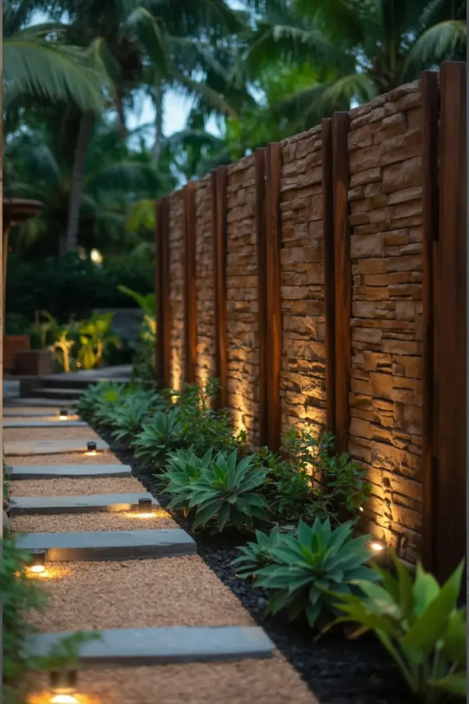 9. Tropical Lit Stone Pathway