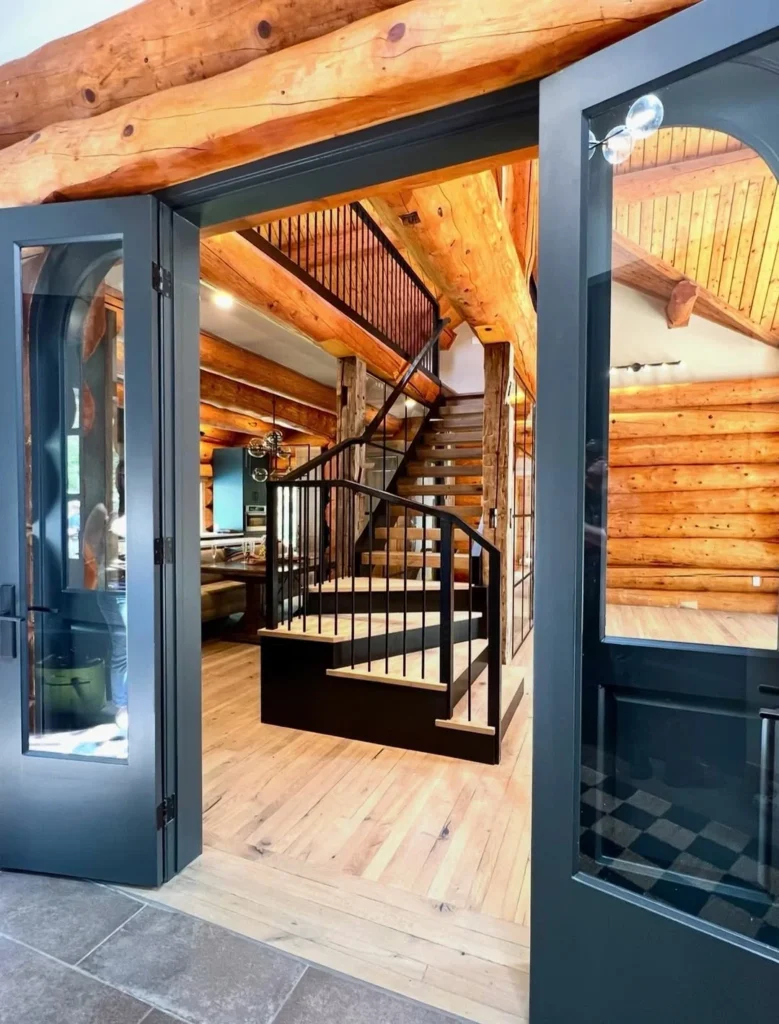 Wooden Treads with Metal Stringers