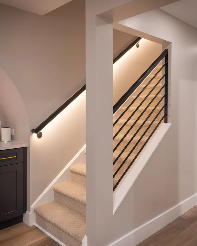 15 Staircase Railing Design Ideas for Stylish Homes 27 LED-Lit Stair Railing