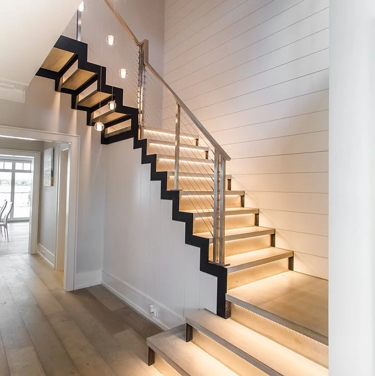 15 Staircase Railing Design Ideas for Stylish Homes 5 Cable Wire Stair Railing
