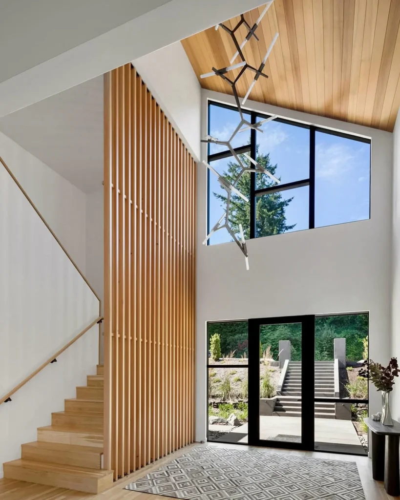 Wooden Slat Staircase Wall