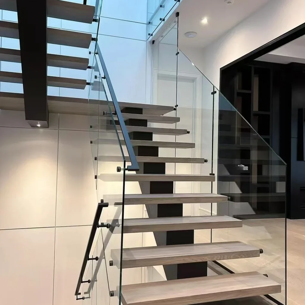 15 Staircase Railing Design Ideas for Stylish Homes 9 Slim Profile Glass Railing