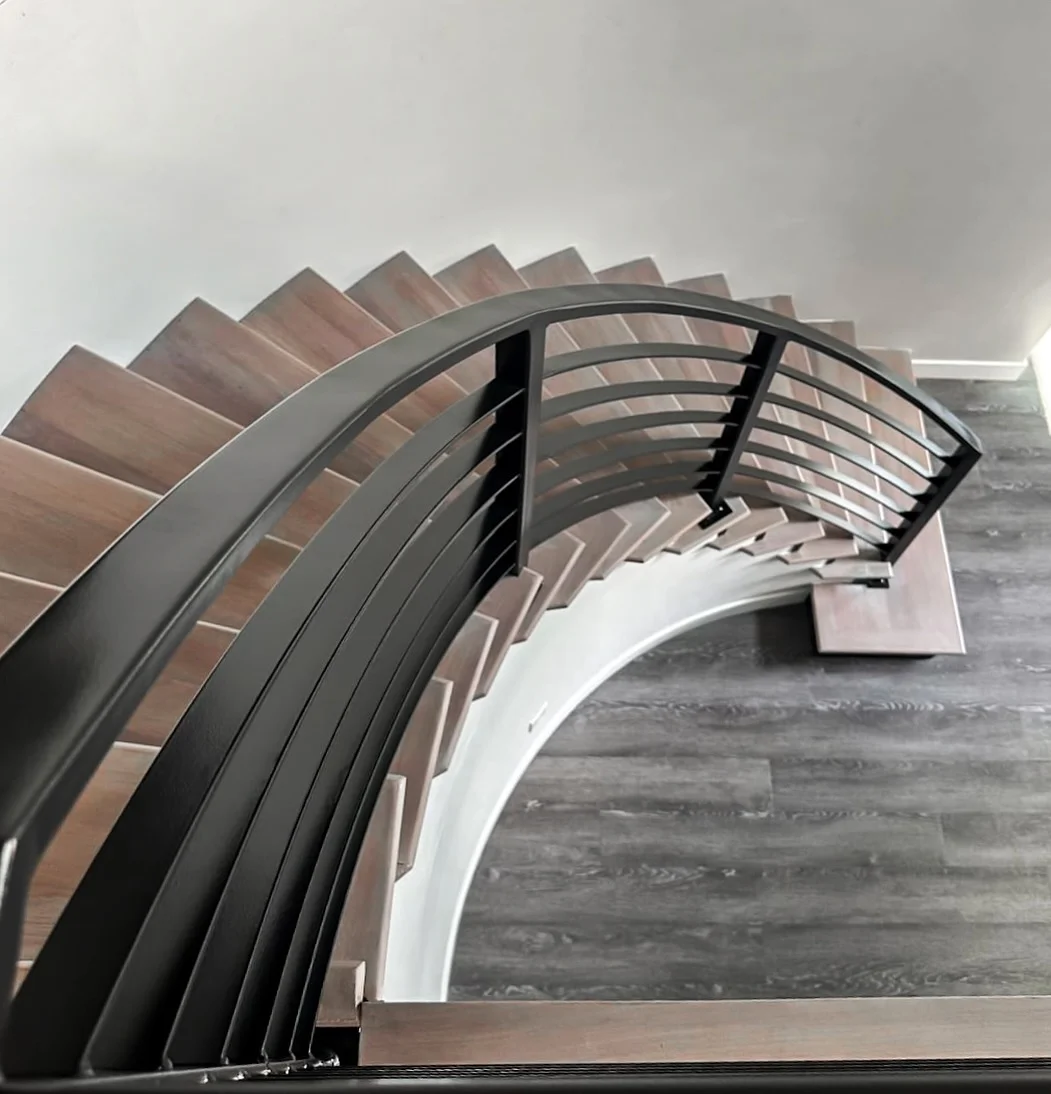 15 Staircase Railing Design Ideas for Stylish Homes 11 Horizontal Bar Metal Railing