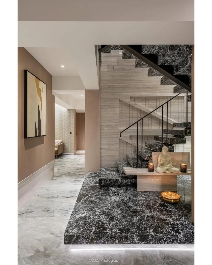 Marble Look Staircase Wall