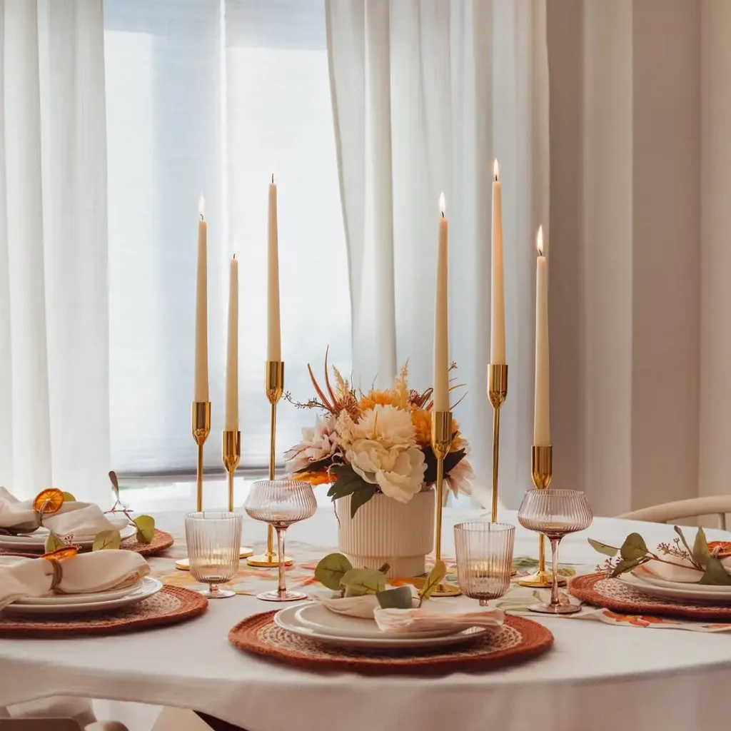 15 Spring Tablescapes Ideas for Fresh Gatherings 33 Soft Candlelight Accents