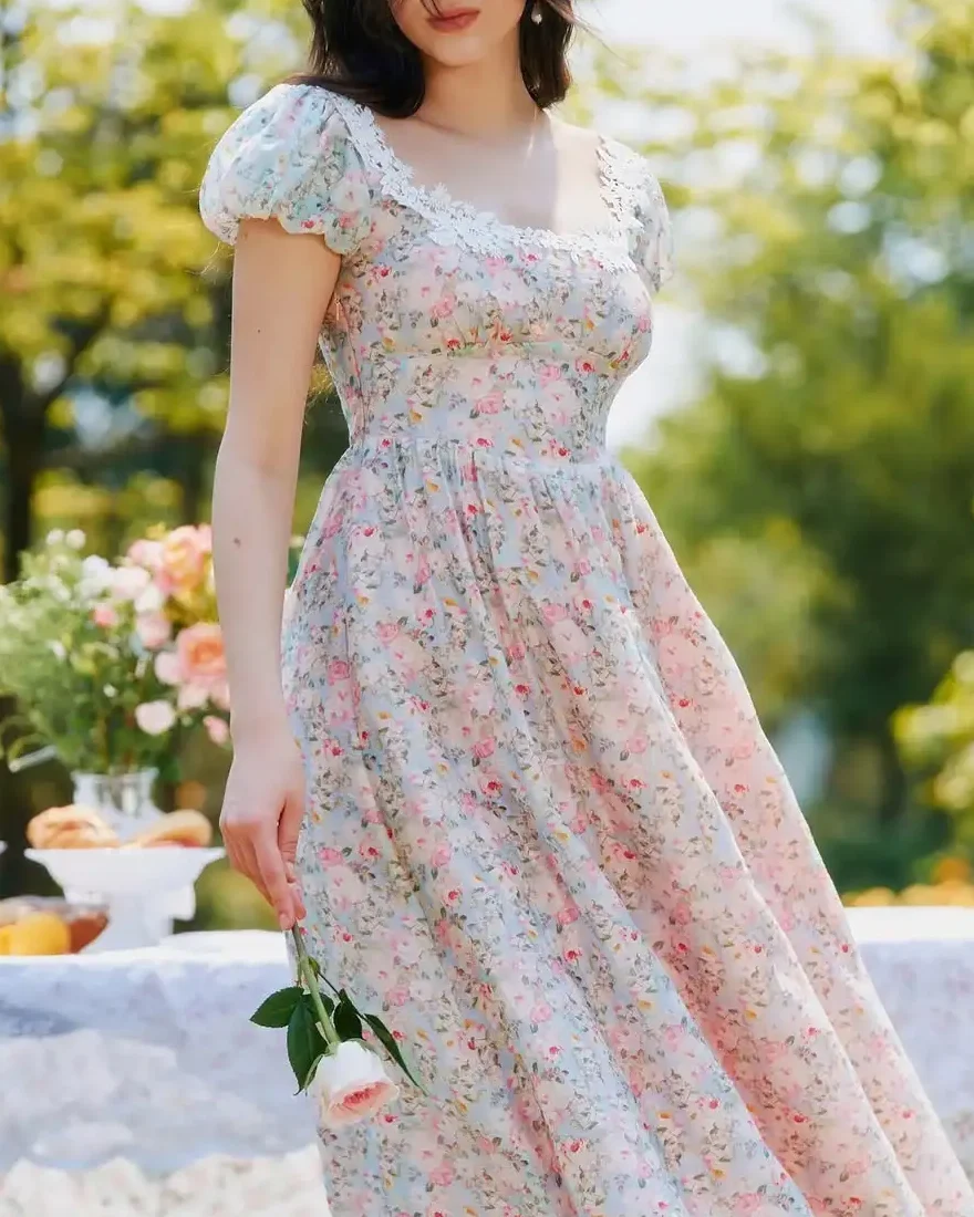 15 Spring Aesthetic Outfits for Fresh and Trendy Looks 5 Floral Dress Styling