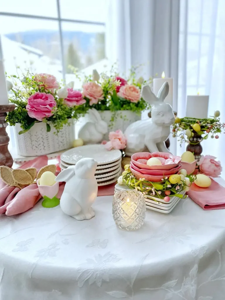 15 Fresh Easter Tablescapes for a Stylish Spring Table 1 Easter Brunch Tablescape Ideas
